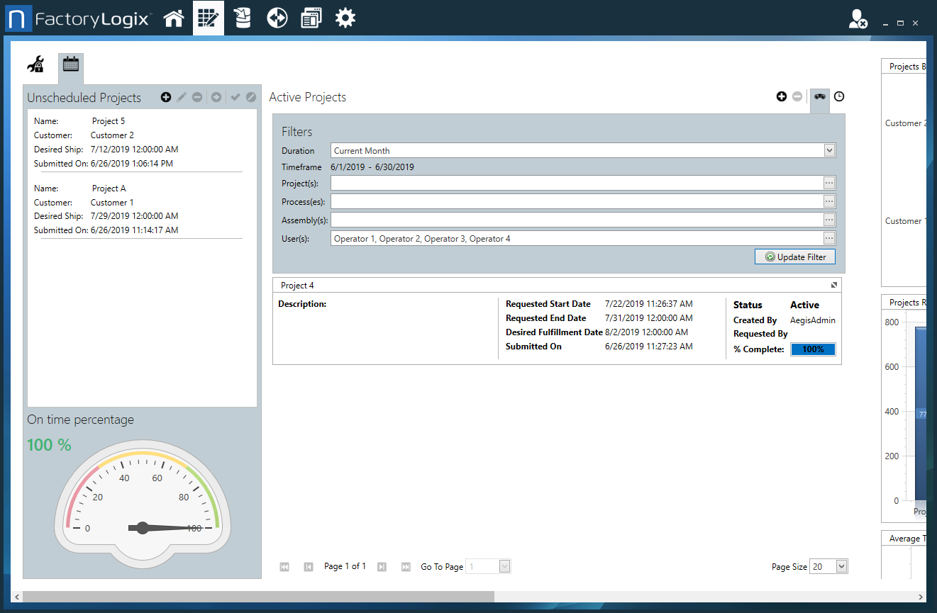 Filtered project search results