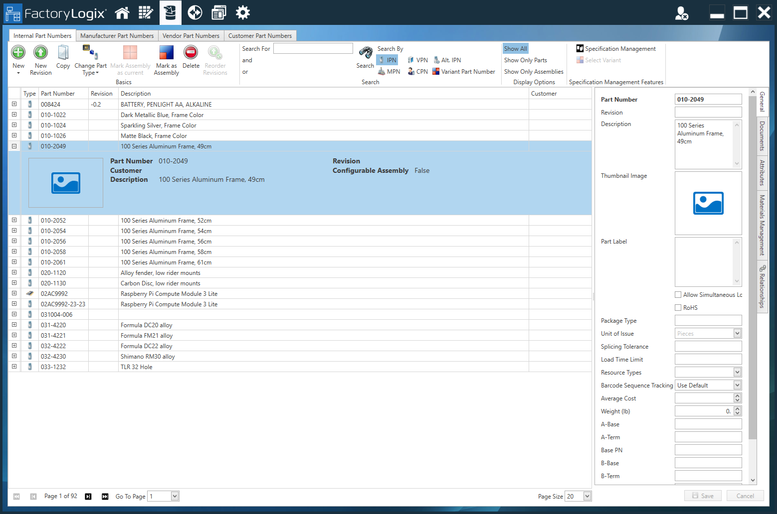 Expanded Internal Part Number