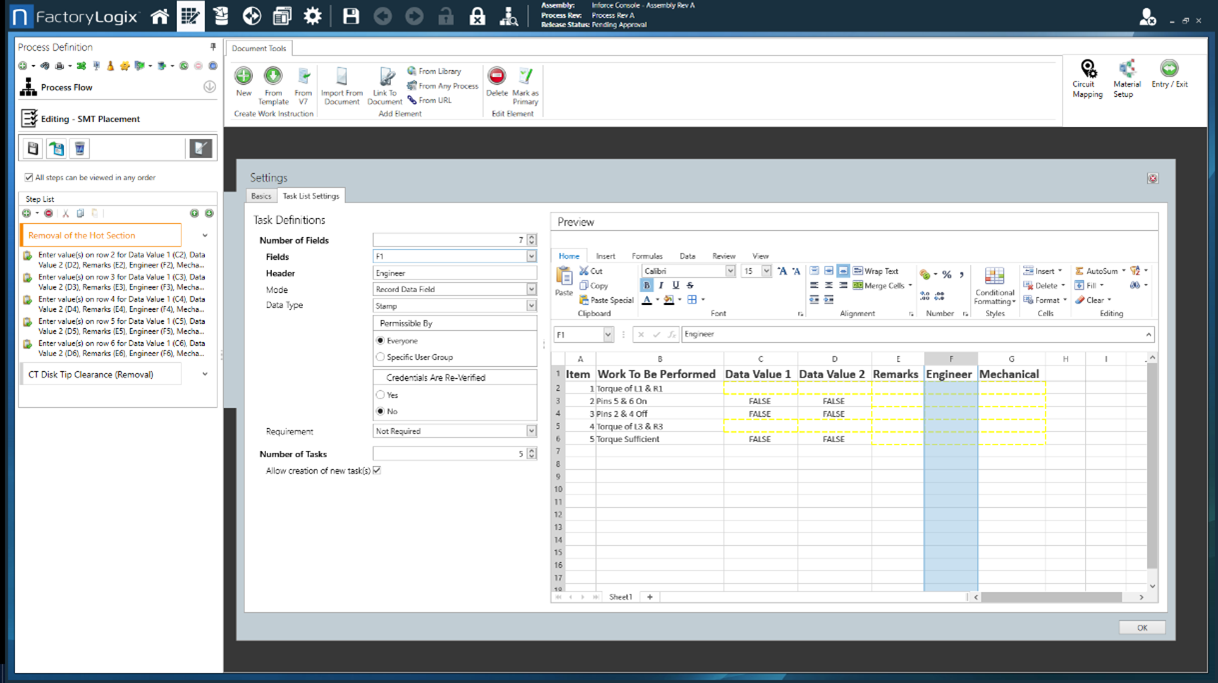 Stamp type field for a Task List step