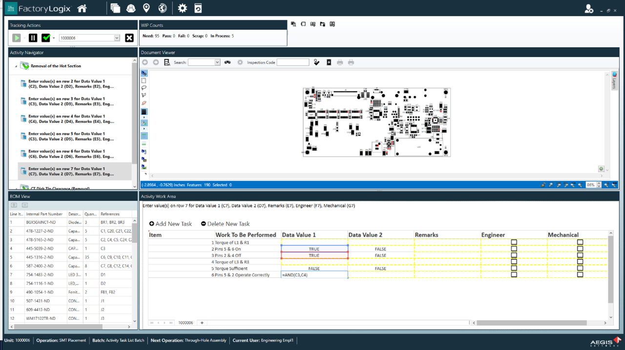 Task List in FactoryLogix Operations