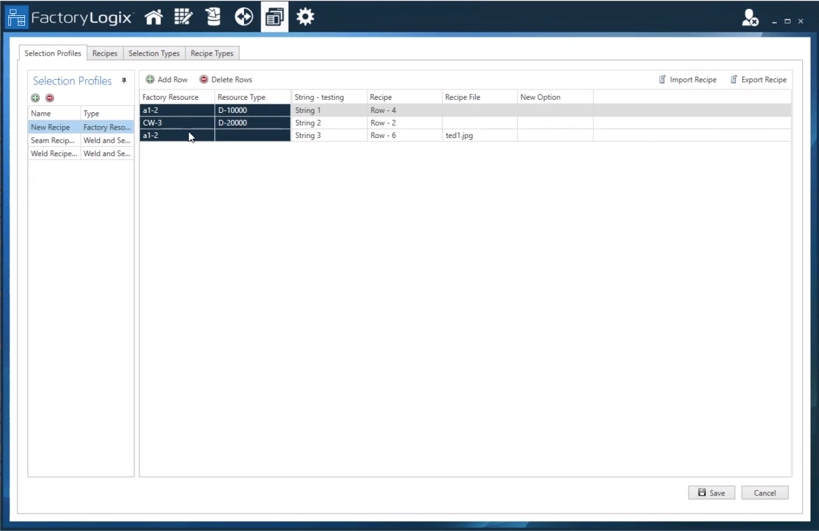 Selection profiles tab - Global
