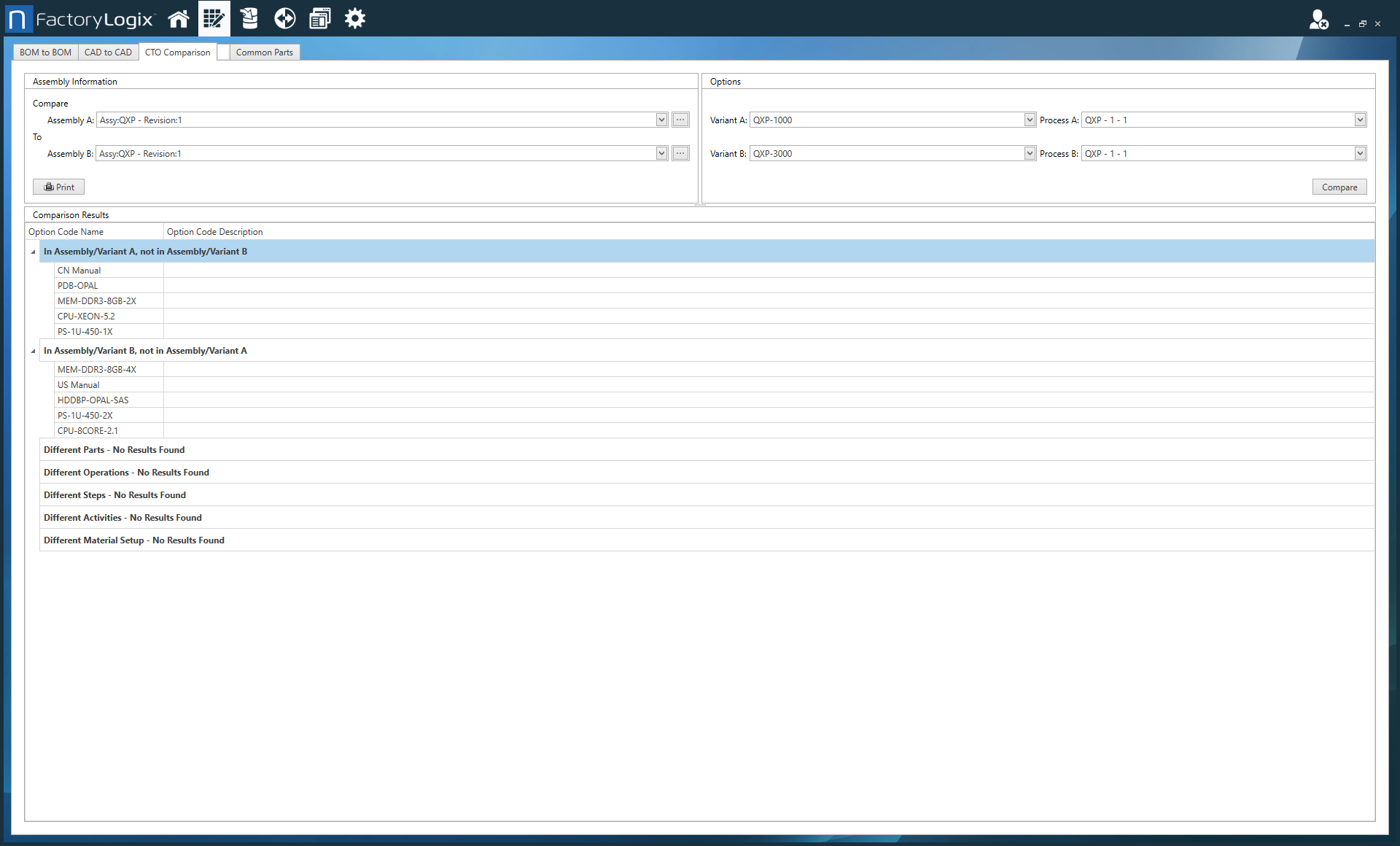 CTO comparison window