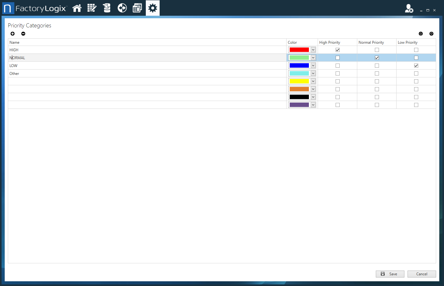 Priority Catergories options