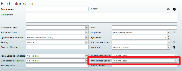 Batch Information dialog