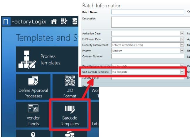 Batch Information Unit Barcode Template callout