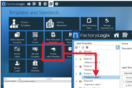 Printed label templates selection in NPI