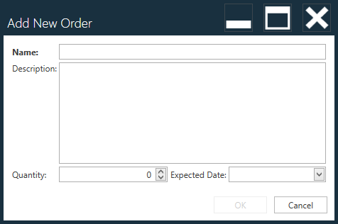 Add New Order dialog