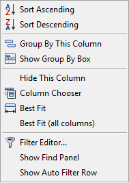 Column menu