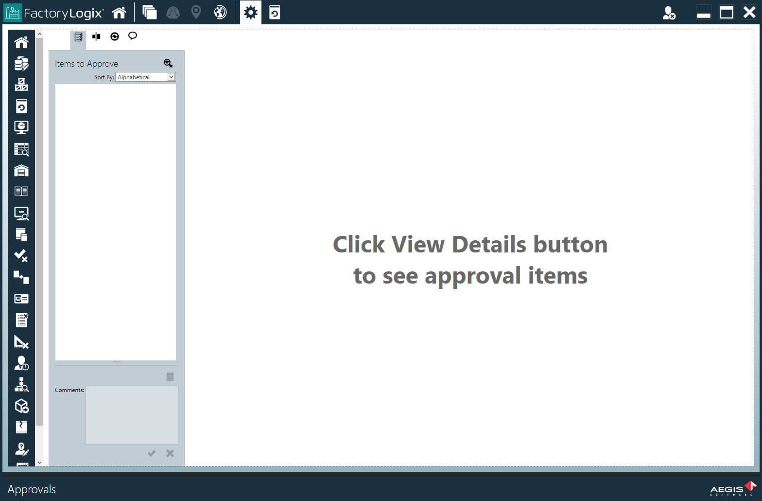 Approvals window