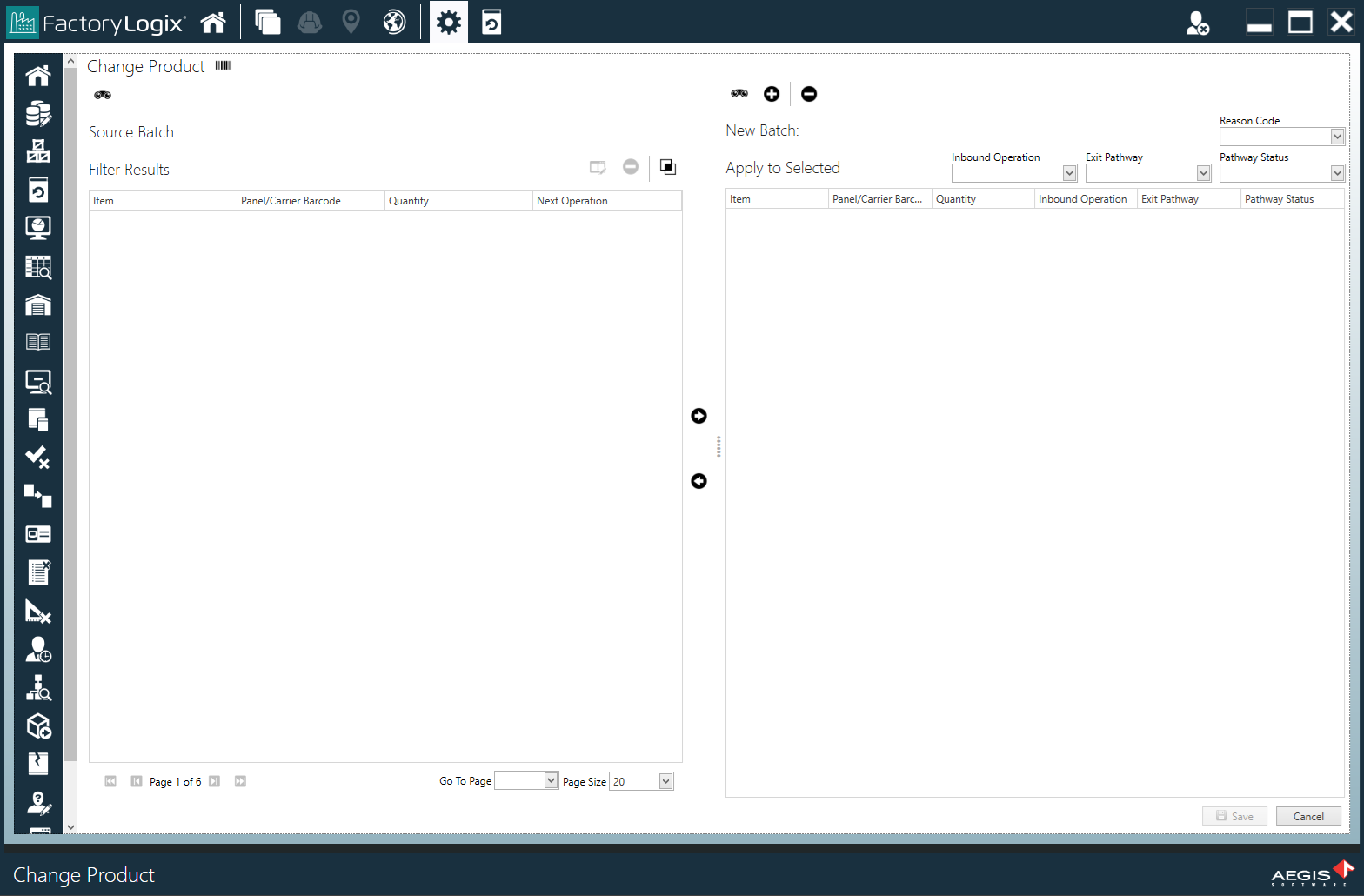 Change Product window