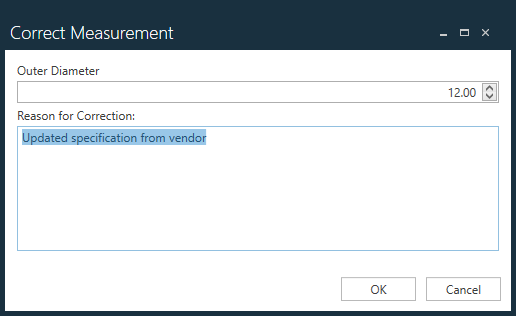Enter a new measurement and a reason