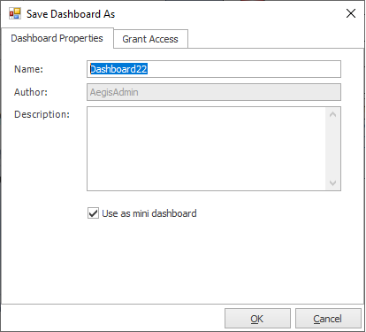 Save Dashboard As dialog