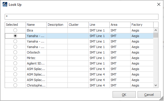 Look Up dialog