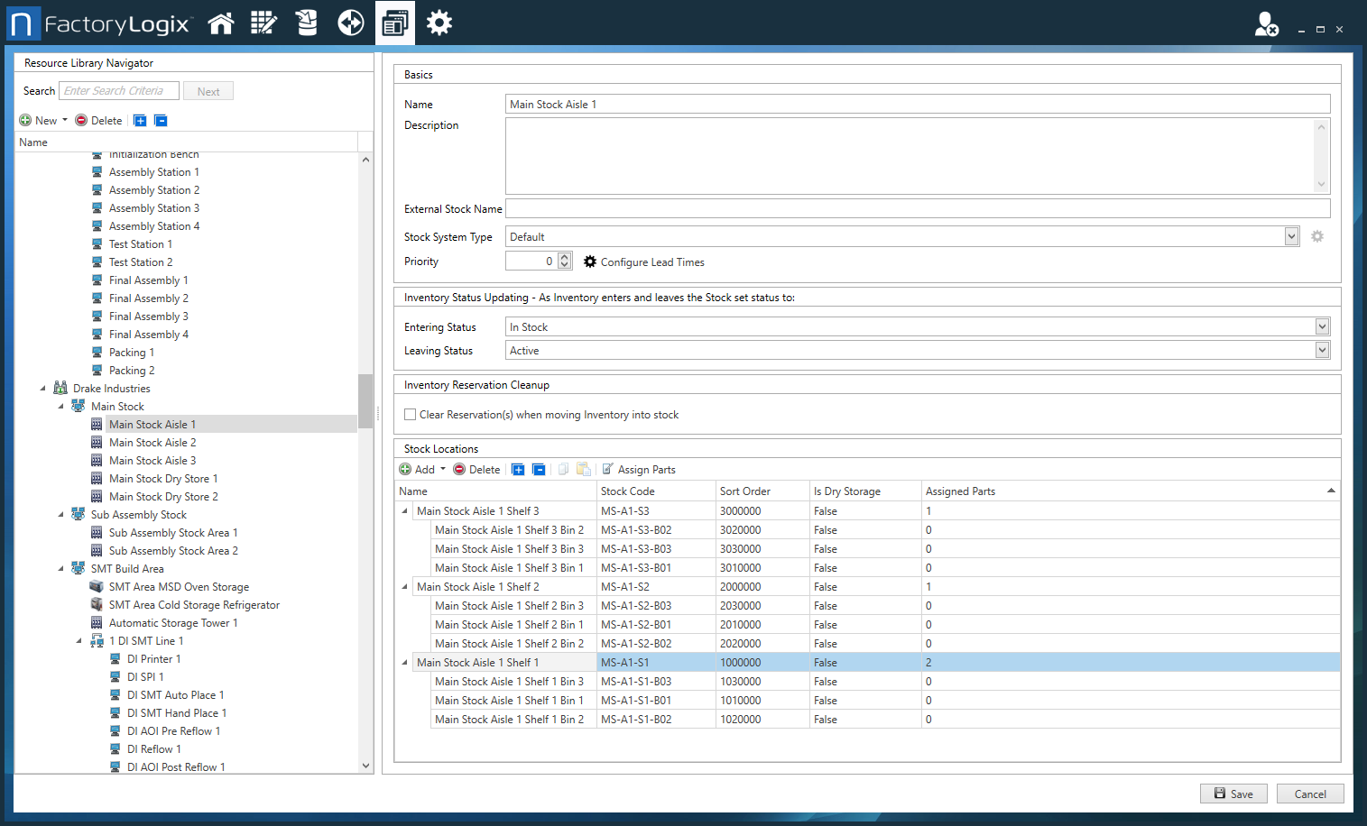 Select a stock location