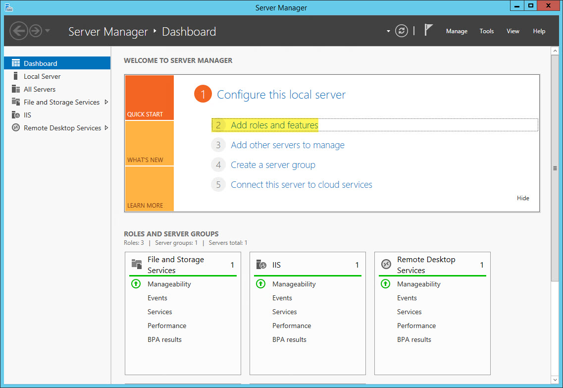 Server Manager Dashboard