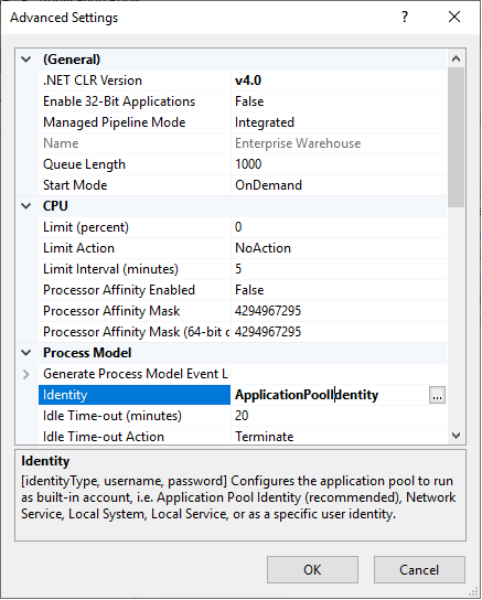 Advanced Settings dialog