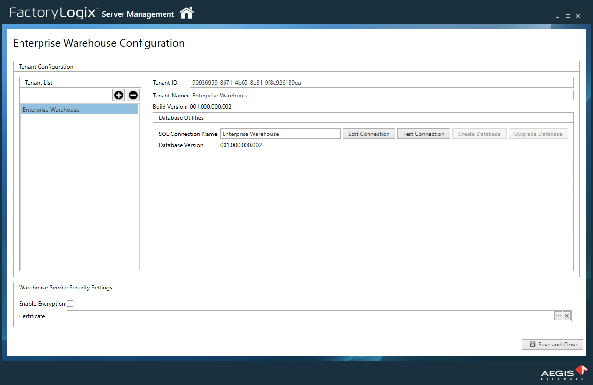 Enterprise Warehouse configuration - add a tenant