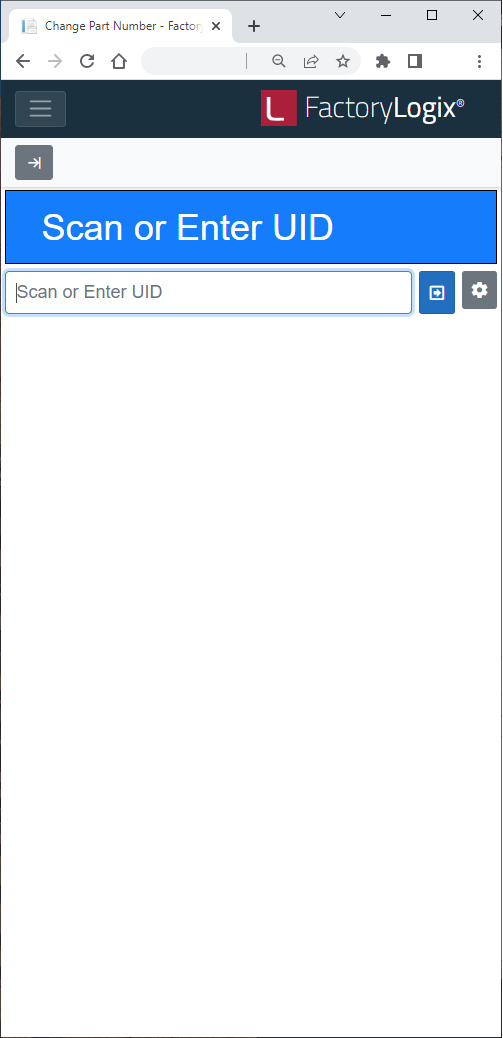 Change Part Number window