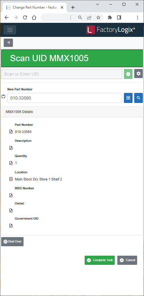 Part number details