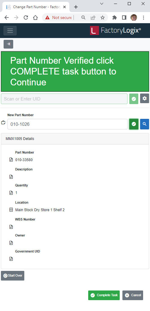 Verification message