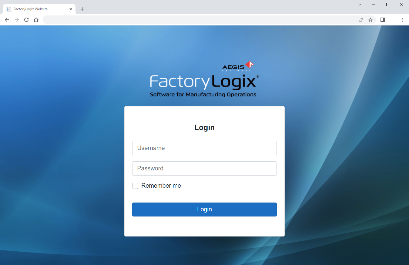 FactoryLogix website login page
