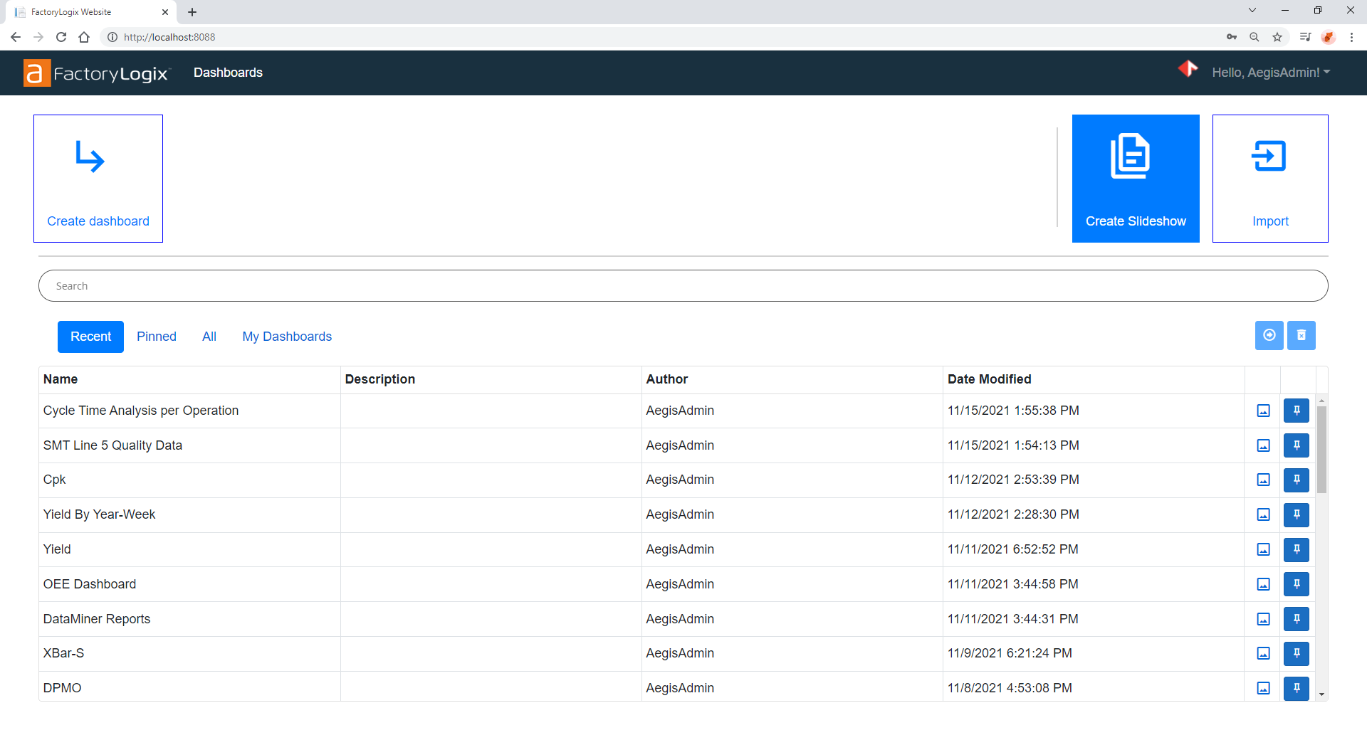 Select the Create Slideshow button
