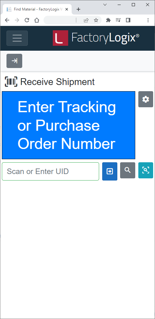 Receive Shipment window