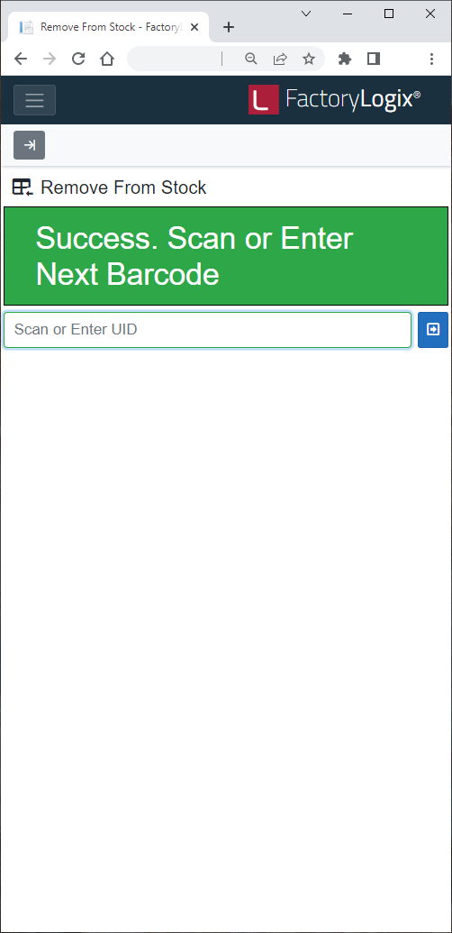 Success message - enter the next UID