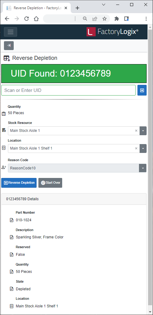 Select or enter the desired UID