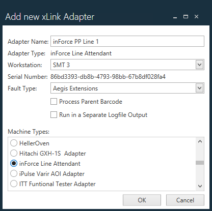 Add New xLink Adapter dialog