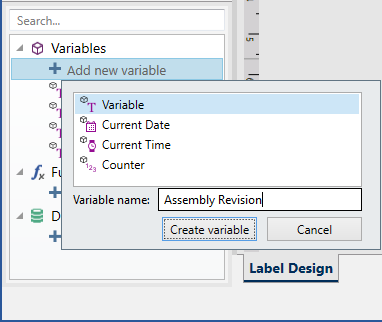 Add and name a new variable
