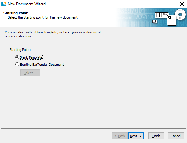 Bartender - New Document Wizard