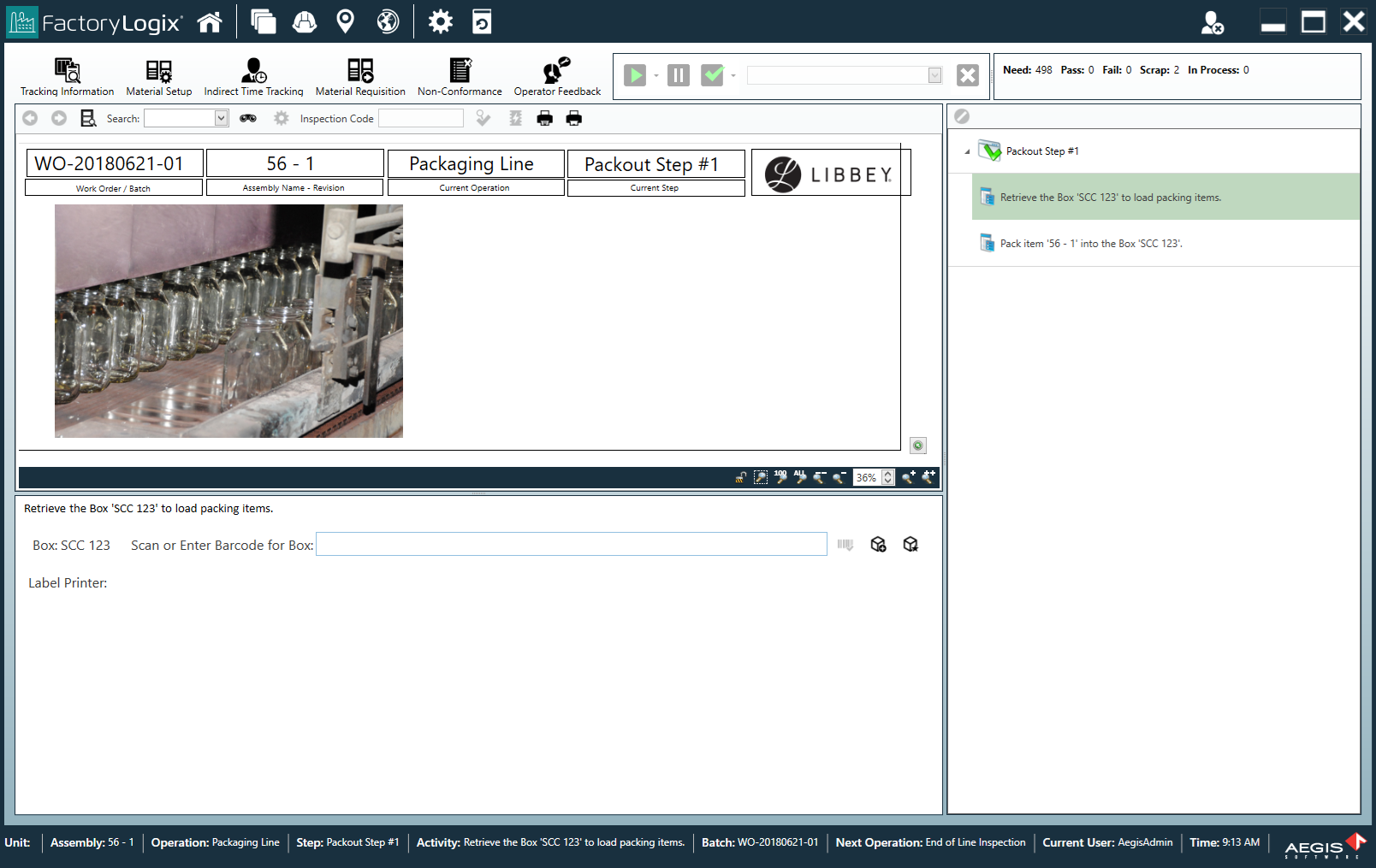 Scan or enter barcode for a box