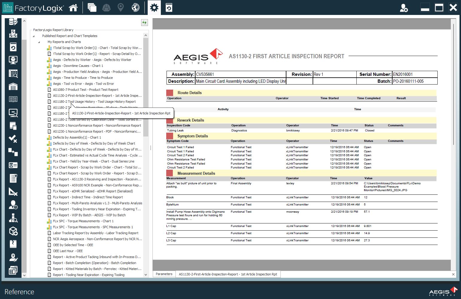 First Article Inspection Report example
