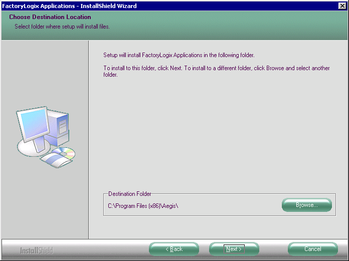 InstallShield wizard Choose Destination Location page