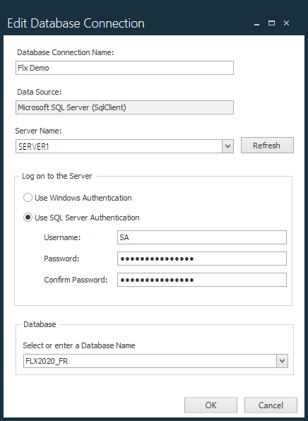 Edit Database Connection dialog