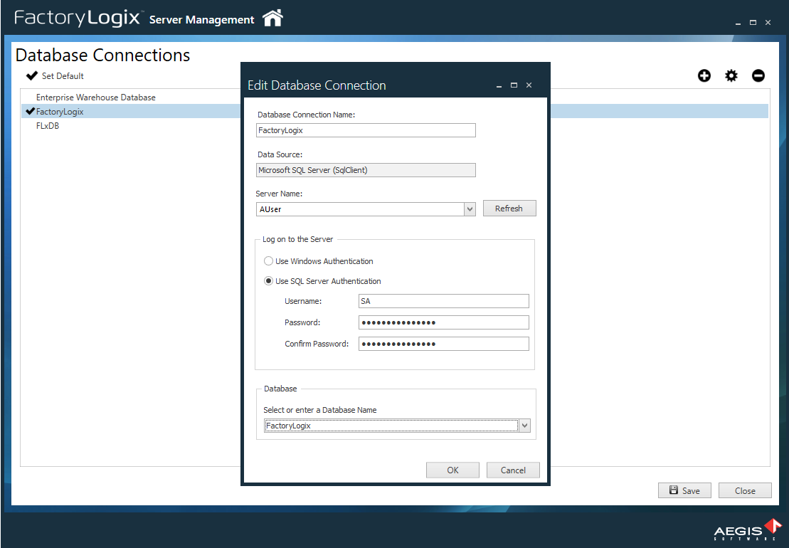 Edit Database Connection dialog