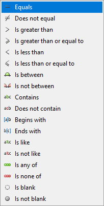 Filter Editor menu commands