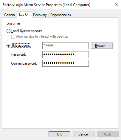 Log on as dialog