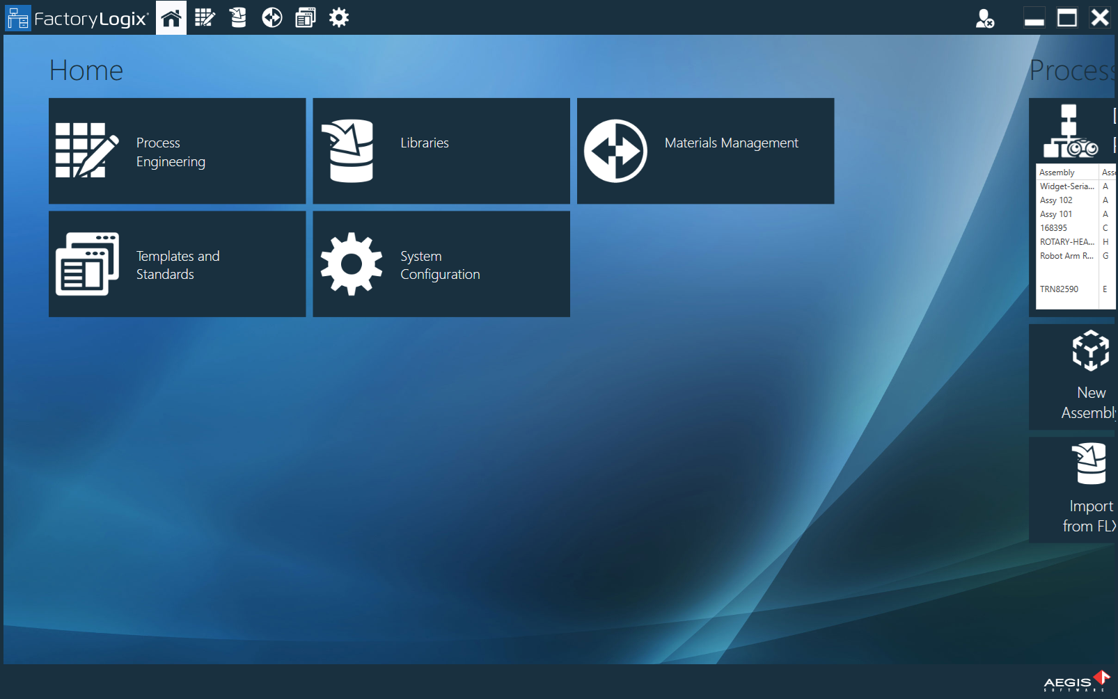 FactoryLogix Office Home window