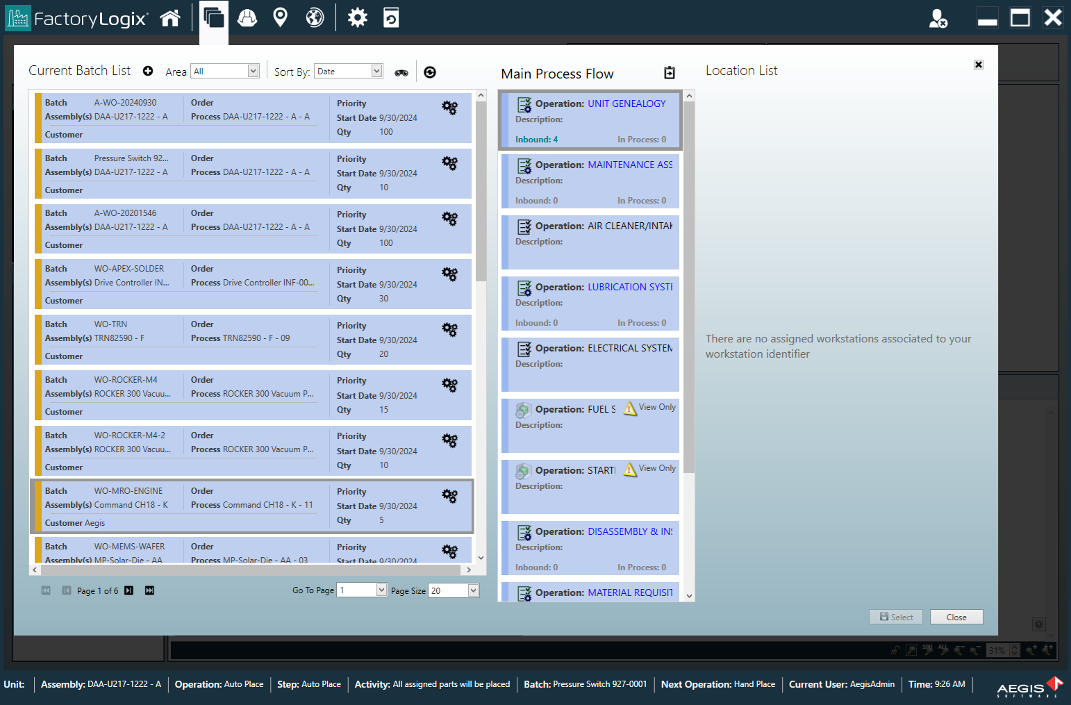 No assigned workstations associated to workstation identifier