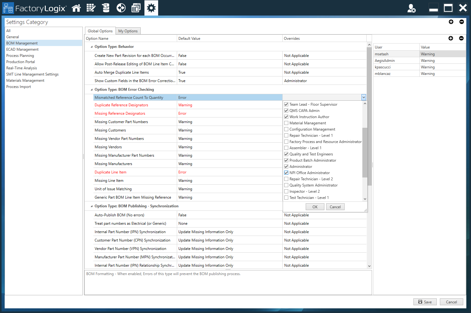 Override user role selection