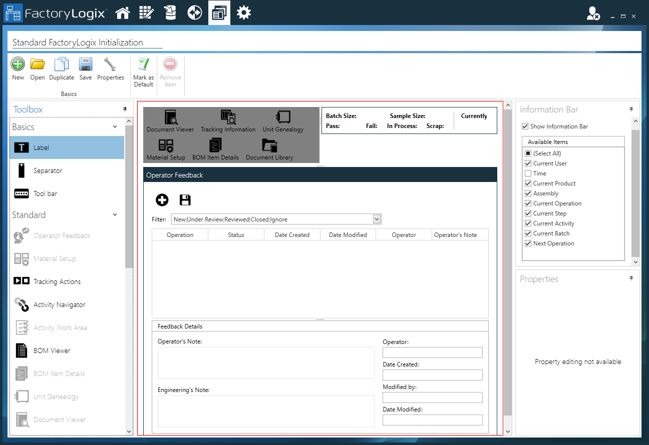 Initialization operator interface template