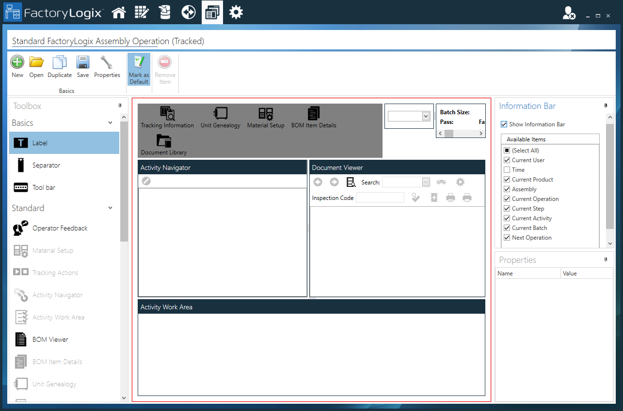 Operator interface template