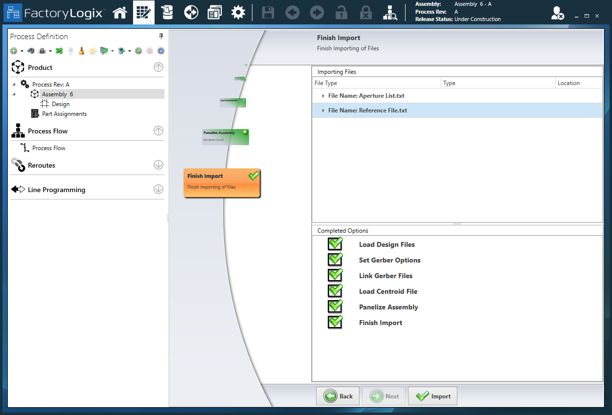 Finish importing a Gerber file