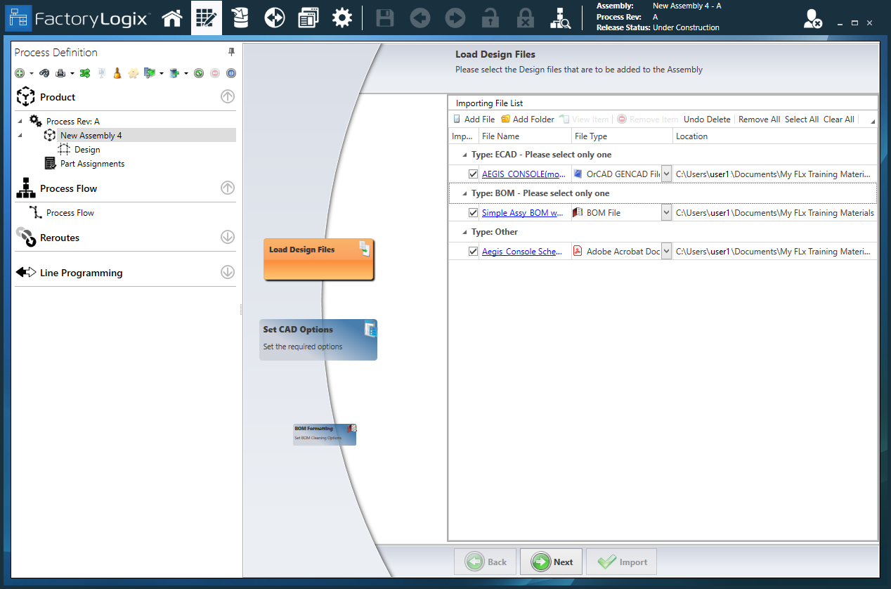 Load Design Files page