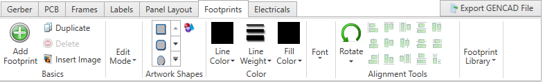 Footprints tab tools