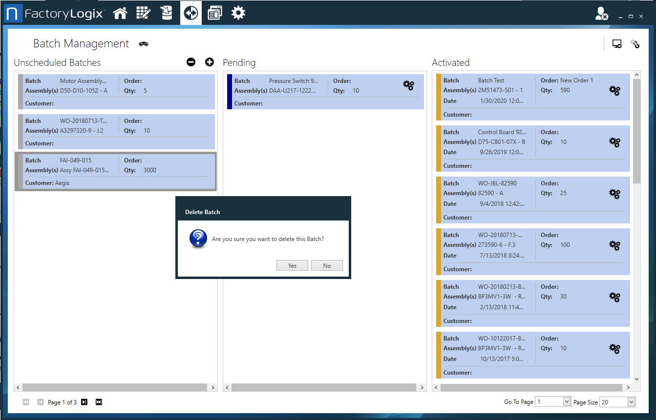 Delete Batch window