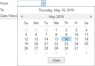 Selecting a date range for filtering