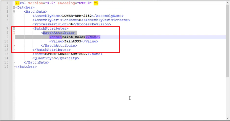 batch attribute values in the FLX-XTD-JOB-01 XML file